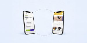 Cyclus van meten met een PMO en opvolging met leefstijlcoaching, afgebeeld op twee mobieltjes.