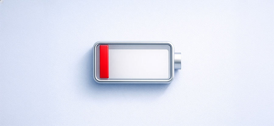 Lege batterij staat symbool voor presenteïsme